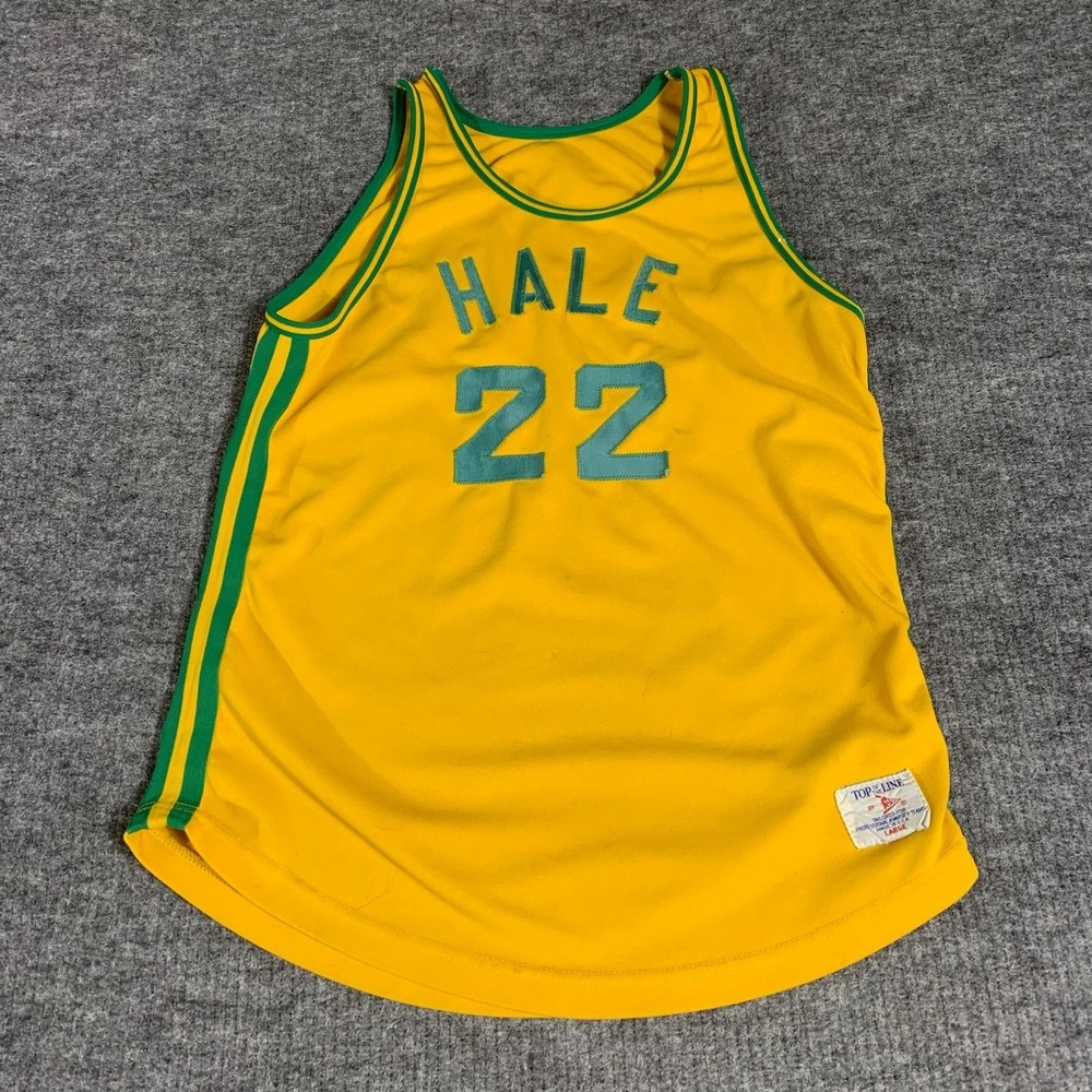 Vintage Top of the Line Basketball Jersey Mens Large‎ Yellow Hale Michigan 70s